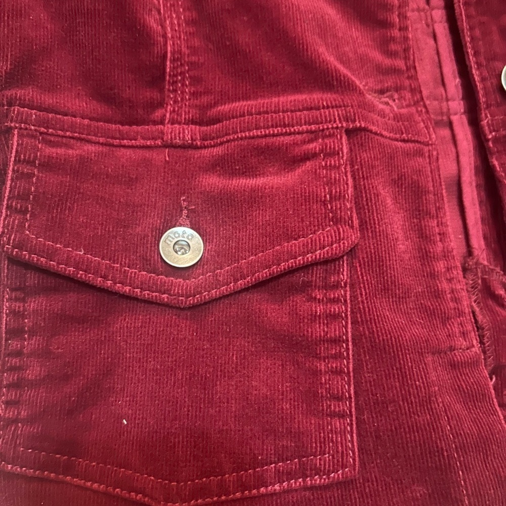 90’s Moto Burgundy Corduroy Velvet Blazer Jacket Cotton Spring Coat - Picture 4 of 5